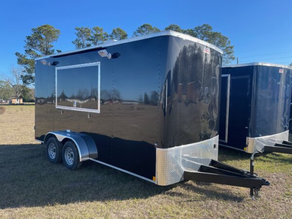 7×16 Tandem Axle – Finished interior – Electrical – Sink Package – A/C - Black