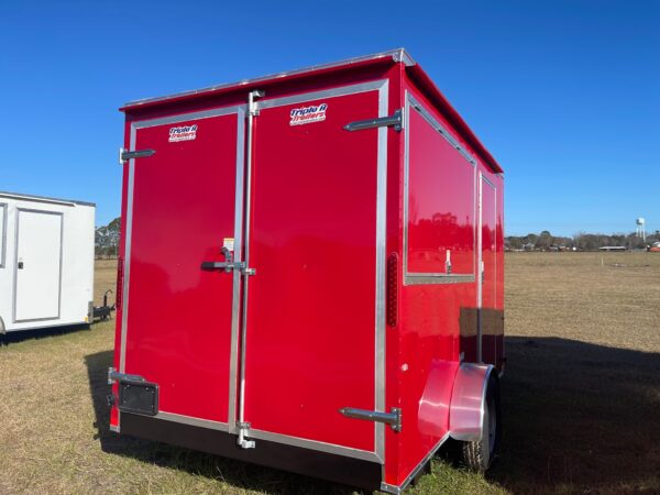7×12 Single Axle Concession Trailer- Sink Package – Finished Interior – 7 Foot Ceiling – Red - Image 3