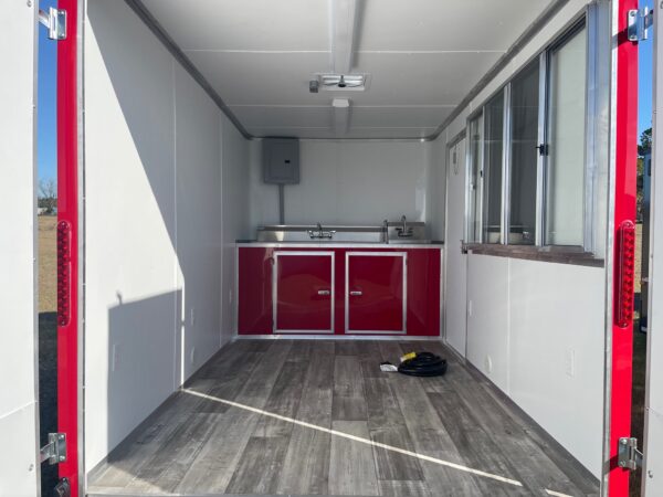 7×12 Single Axle Concession Trailer- Sink Package – Finished Interior – 7 Foot Ceiling – Red - Image 4