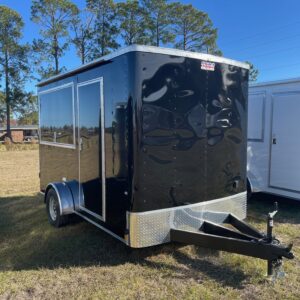 7×12 Single Axle Concession Trailer- Sink Package – Finished Interior – 7 Foot Ceiling – Black