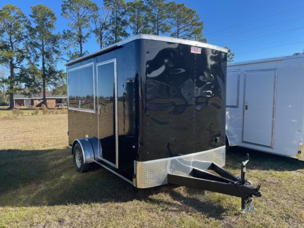 7×12 Single Axle Concession Trailer- Sink Package – Finished Interior – 7 Foot Ceiling – Black