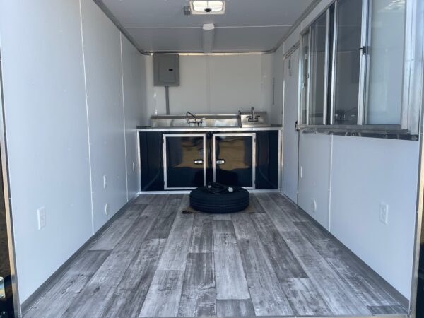 7×12 Single Axle Concession Trailer- Sink Package – Finished Interior – 7 Foot Ceiling – Black - Image 4