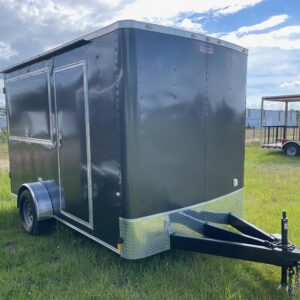 7×12 Single Axle Concession Trailer- Sink Package – Finished Interior – 7 Foot Ceiling – Charcoal Gray