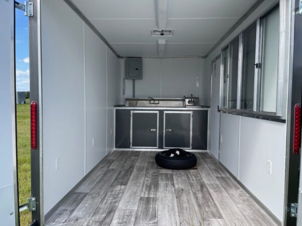 7×12 Single Axle Concession Trailer- Sink Package – Finished Interior – 7 Foot Ceiling – Charcoal Gray - Image 4