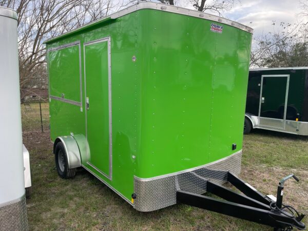 7×12 Single Axle Concession Trailer- Sink Package – Finished Interior – 7 Foot Ceiling - Lime Green