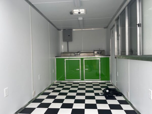 7×12 Single Axle Concession Trailer- Sink Package – Finished Interior – 7 Foot Ceiling - Lime Green - Image 4