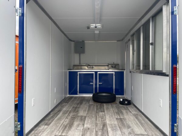 7×12 Single Axle Concession Trailer- Sink Package – Finished Interior – 7 Foot Ceiling - Deep Blue - Image 4