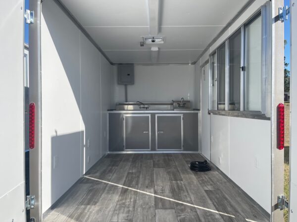 7×12 Single Axle Concession Trailer- Sink Package – Finished Interior – 7 Foot Ceiling – Pewter - Image 4