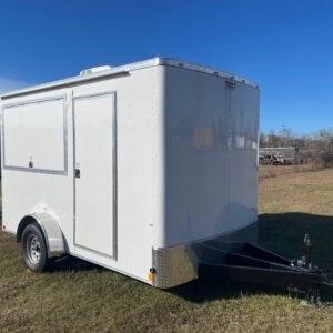 7×12 Single Axle Concession Trailer- Sink Package – Finished Interior - 7 Foot Ceiling - 13,500 BTU A/C
