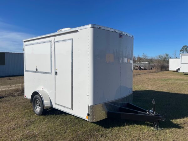 7×12 Single Axle Concession Trailer- Sink Package – Finished Interior - 7 Foot Ceiling - 13,500 BTU A/C