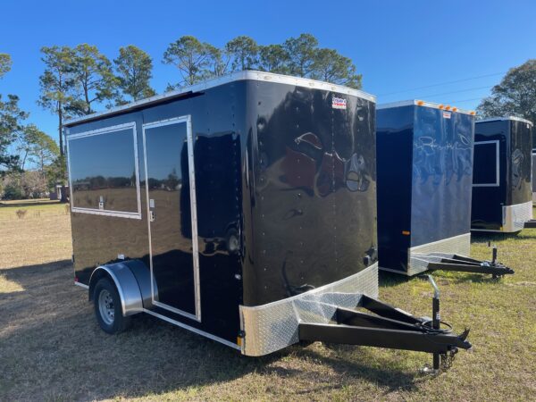 7×12 Single Axle Concession Trailer- Sink Package – Finished Interior – 7 Foot Ceiling – Checkered Flooring