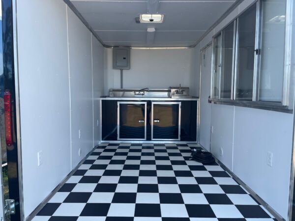 7×12 Single Axle Concession Trailer- Sink Package – Finished Interior – 7 Foot Ceiling – Checkered Flooring - Image 4