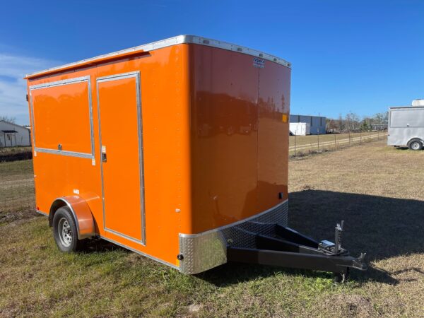 7×12 Single Axle Concession Trailer- Sink Package – Finished Interior – 7 Foot Ceiling - Orange