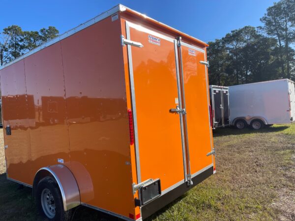 7×12 Single Axle Concession Trailer- Sink Package – Finished Interior – 7 Foot Ceiling - Orange - Image 3