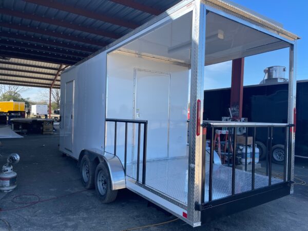 7×20 Tandem Axle Porch Trailer – Finished Interior – Sinks – Electrical – A/C - White In Color - Image 3