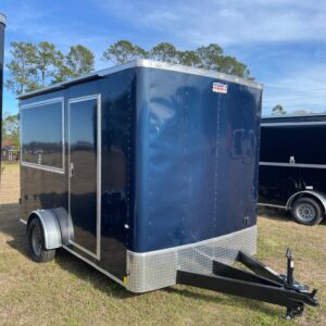 7×12 Single Axle Concession Trailer- Sink Package – Finished Interior – 7 Foot Ceiling – Indigo Blue