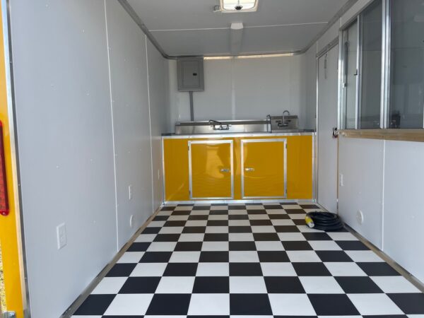7×12 Single Axle Concession Trailer- Sink Package – Finished Interior – 7 Foot Ceiling – Yellow - Image 4