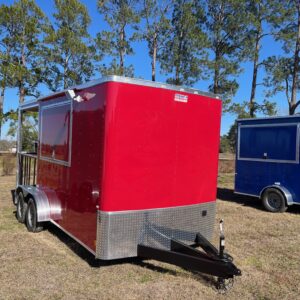 7×16 Tandem Axle Porch Trailer – Finished Interior – Sinks – Electrical - Red