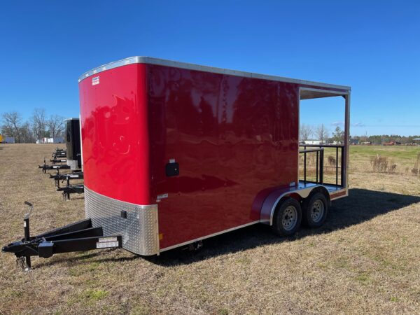 7×16 Tandem Axle Porch Trailer – Finished Interior – Sinks – Electrical - Red - Image 2