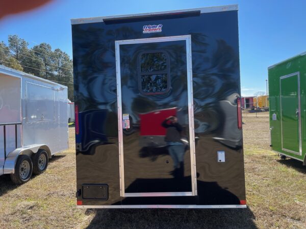 7×18 Tandem Axle Concession Trailer – 7′ Hood – Gas Lines – Sink Package – Electrical - Black - Image 3