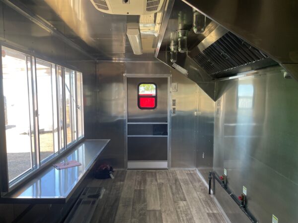 7×18 Tandem Axle Concession Trailer – 7′ Hood – Gas Lines – Sink Package – Electrical - Black - Image 5