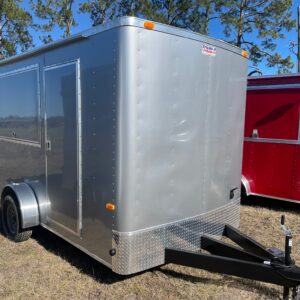 7×12 Single Axle Concession Trailer- Sink Package – Finished Interior – 7 Foot Ceiling – 13,500 BTU A/C - Silver