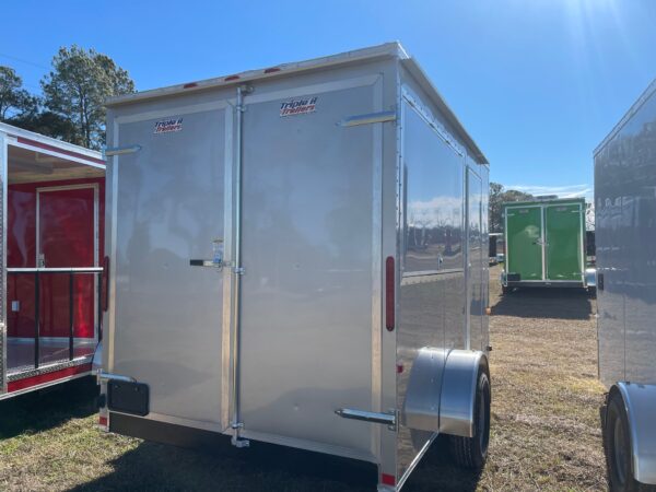 7×12 Single Axle Concession Trailer- Sink Package – Finished Interior – 7 Foot Ceiling – 13,500 BTU A/C - Silver - Image 3