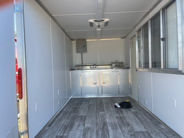 7×12 Single Axle Concession Trailer- Sink Package – Finished Interior – 7 Foot Ceiling – 13,500 BTU A/C - Silver - Image 4