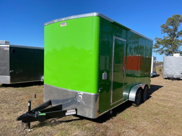 7×16 Tandem Axle – Finished interior – Electrical – Sink Package – A/C – Lime Green - Image 2