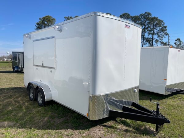 7×16 Tandem Axle – Finished interior – Electrical – Sink Package – A/C – White