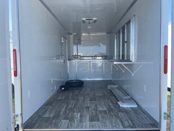 7×16 Tandem Axle – Finished interior – Electrical – Sink Package – A/C – White - Image 4