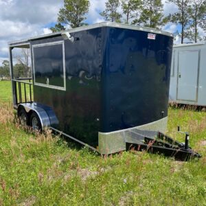 7×16 Tandem Axle Porch Trailer – Finished Interior – Sinks – Electrical – Indigo Blue