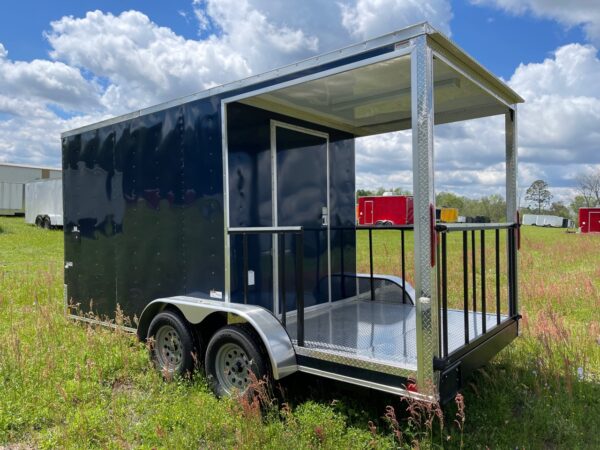 7×16 Tandem Axle Porch Trailer – Finished Interior – Sinks – Electrical – Indigo Blue - Image 3