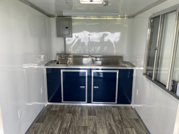 7×16 Tandem Axle Porch Trailer – Finished Interior – Sinks – Electrical – Indigo Blue - Image 4