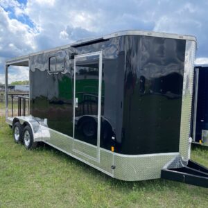 7′ x 20′ Porch Trailer, Insulated with A/C and Interior Package - Black