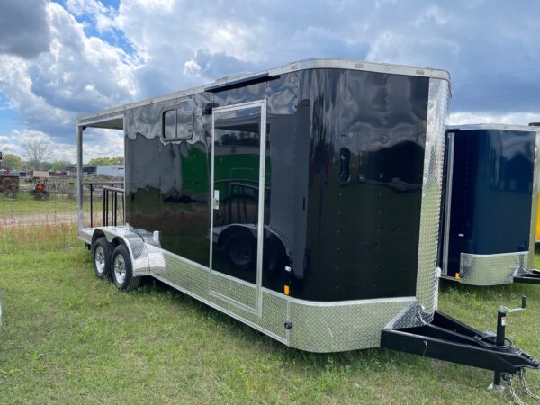 7′ x 20′ Porch Trailer, Insulated with A/C and Interior Package - Black