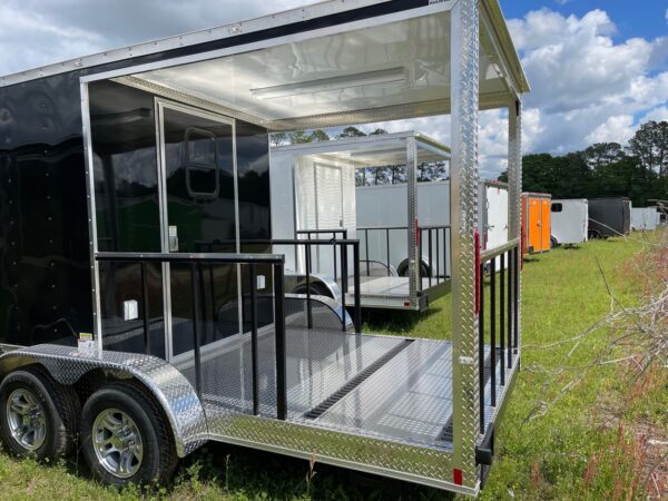 7′ x 20′ Porch Trailer, Insulated with A/C and Interior Package - Black - Image 3