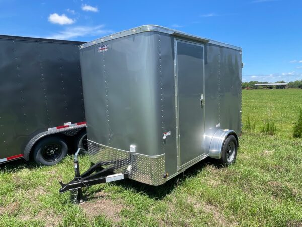 6×10 Single Axle Concession Trailer – Electrical – Finished Interior – Concession Window with Glass and Screens - Silver - Image 2