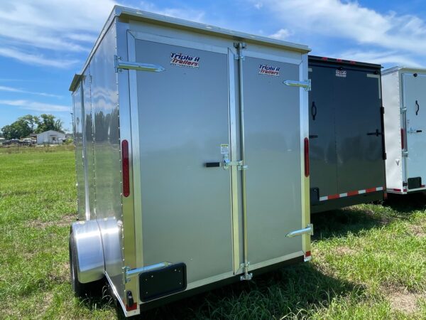 6×10 Single Axle Concession Trailer – Electrical – Finished Interior – Concession Window with Glass and Screens - Silver - Image 3
