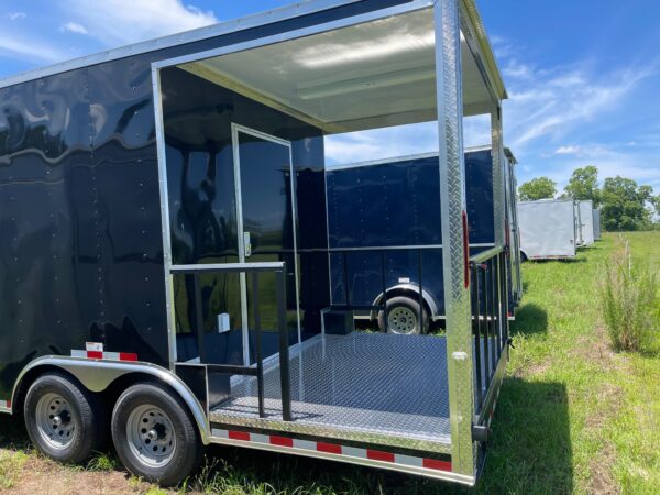 8.5×20 Tandem Axle Porch Trailer – Finished Interior – Sinks – Electrical – A/C - Black - Image 3