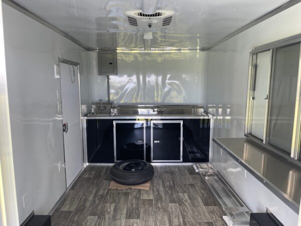 8.5×20 Tandem Axle Porch Trailer – Finished Interior – Sinks – Electrical – A/C - Black - Image 4