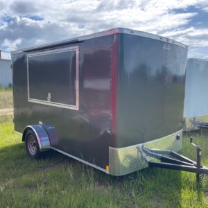 7×12 Single Axle Concession Series – Electrical – Finished Interior – Concession Window with Glass and Screens - Charcoal Gray