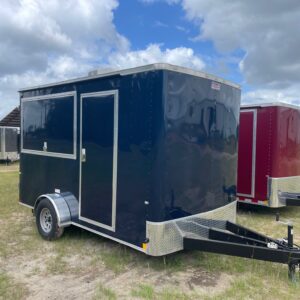 7×12 Single Axle Concession Trailer- Sink Package – Finished Interior – 7 Foot Ceiling – 13,500 BTU A/C – Indigo