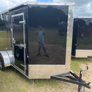 6x10 Single Axle - Ramp Door - 32'' Bar Lock Side Door - Black
