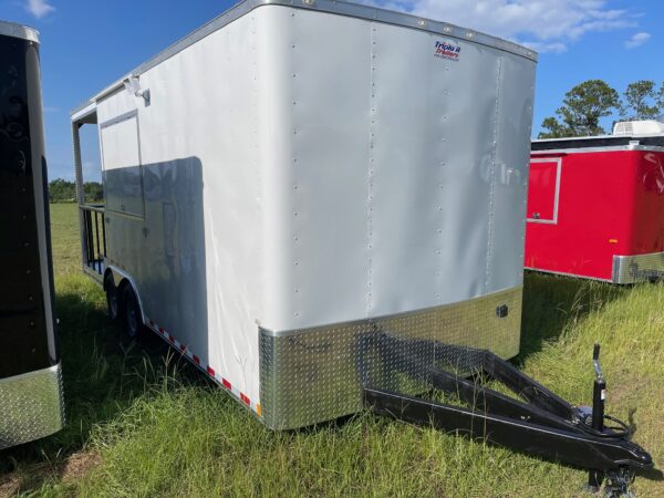 8.5×20 Tandem Axle Porch Trailer – Finished Interior – Sinks – Electrical – A/C – White - Image 2