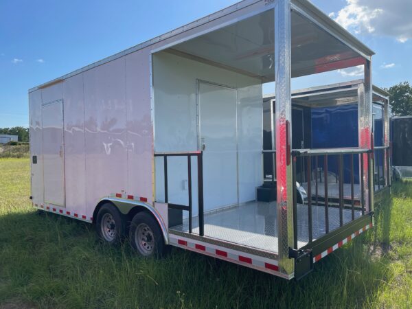 8.5×20 Tandem Axle Porch Trailer – Finished Interior – Sinks – Electrical – A/C – White - Image 3