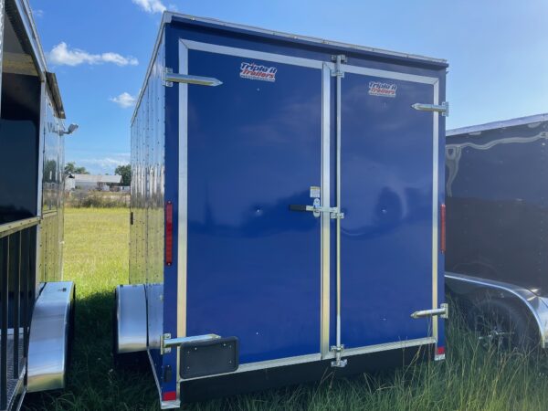 7×12 Single Axle Concession Trailer- Sink Package – Finished Interior – 7 Foot Ceiling – Deep Blue - Checkered Floor - Image 3