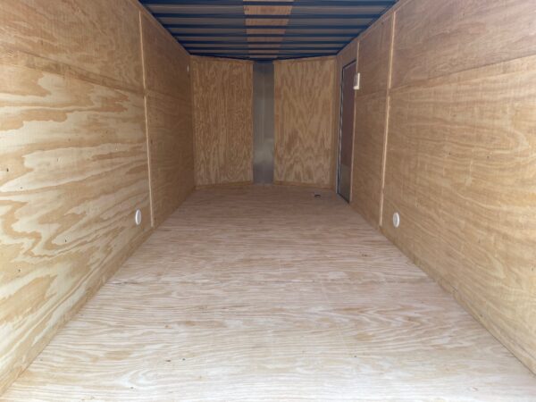 7×16 Tandem Axle Cargo Trailer – 16” On Center Floors, walls, and roof – Ramp Door – Side Door - White - Image 5