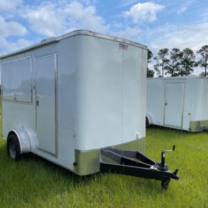 6×12 Single Axle Concession Trailer- Sink Package – Finished Interior – 7 Foot Ceiling – 13,500 BTU A/C