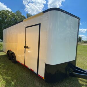 8.5×18 Tandem Axle Trailer – 5200# Axles – 4500# Ramp – D-Ring Tie Downs